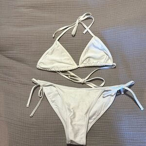 American Apparel white bikini (top medium, bottom large), never worn